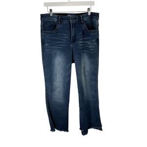 Democracy "Ab" Solution Dark Wash Straight Jeans Raw Hem High Rise Womens 12